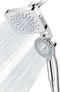 Cobbe Dual Shower Head with Magnetic Handheld, High Pressure Rain Shower Combo 2-in-1 Fixed & Detachable, Multiple Spray Modes, Built-in Magnet Dock 6ft Hose, Chrome