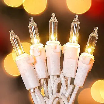 Clear Christmas Lights,13 FT 50Count White Lights White Wire