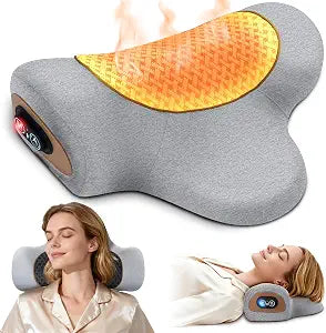 Rechargeable 3-in-1 Neck Massager Pillow with Heat,Vibration & Air Traction - Heated Neck Pillow Massage Hump Soothing Neck Relaxation, Posture Support & Stress Relief