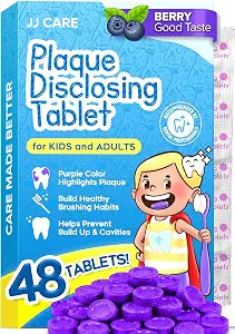 Disclosing Tablets for Kids - 48 Count, Individually Wrapped Plaque Disclosing Tablets for Kids Brushing Teeth, Berry Flavored Plaque Remover, Dental Care for Teeth Brushing