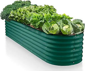 9-in-1 Galvanized Steel Raised Garden Bed // 821.5 ft Modular Planter for Gardening, Vegetables, Flowers // 18" Tall Metal Raised Garden Beds Outdoor (Dark Green) // Patented Design Planter Box