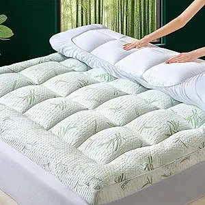 Oeko-TEX Certified King Mattress Topper, 3 Inch Plush Pillow Top Matress Pad for Back Pain Relief, Cooling Mattress Topper with 6"-18" Deep Pocket, Rayon Derived from Bamboo (78"x80")