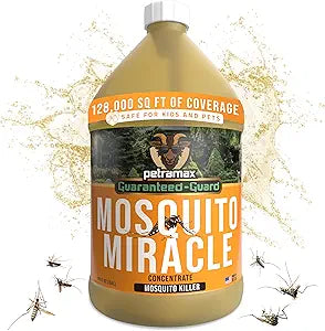 PetraMax Miracle Outdoor Mosquito Spray for Yard Pet Safe Concentrate 1 Gal (Makes up to 32 Gallons) - Mosquito Fogger Liquid Concentrate Tested to Kill - Fogger Machine Spray Lawn Treatment for Pests