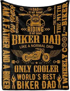 InnoBeta Motorcycle Dad Gifts, Throw Blanket for Cooler Biker Dad, Grandpa, Motorbike Lover Biker Rider Father, Father's Day, Christmas, Birthday - 60 x 80 inches