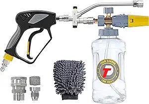 Tool Daily Foam Cannon with Pressure Washer Gun, Dual Connector Accessory, Power Washer Gun with 3/8'' Swivel Connector, Adjustable Soap Cannon with M22-14 and 1/4 Quick Connect Fittings, 1.5 Liter