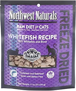 Northwest Naturals Freeze-Dried Whitefish Cat & Kitten Food  Bite-Sized Nibbles, Healthy, Limited, Human-Grade Ingredients, All-Natural, High-Protein Raw Diet, Complete & Balanced, Grain-Free  11 oz