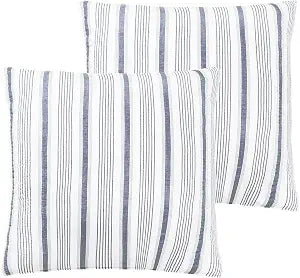 Levtex Home - Camden - Euro Shams (Set of 2) - Quilt Back Stripe - Subtle Famhouse Stripe - Navy and Cream - (26x26in.), No Insert