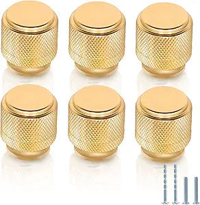 25pcs Knurled Cabinet Knobs, Kitchen Drawer Pulls Decorative Knobs for cabinets and Drawers, Knurled Cabinet Hardware - Golden