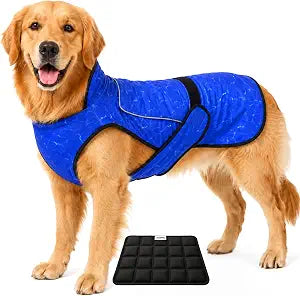 Dog Cooling Vest with Ice Pack & Cooling Collar, Blue Aqua, XL | Maximum cooling support, size-matched ice packs, cooling around neck and body, UV protection, sizes to suit most dogs