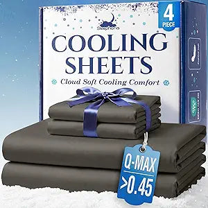 Cooling Sheets - BreezeWeave 4 PC King Size Cooling Bed Sheets for Hot Sleepers & Deep, Cool Rest - Cloud Soft, Silky Smooth, 16 in Deep Pocket, Ultra Durable (Cool Grey)