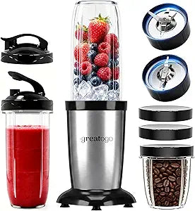 Personal Bullet Blender, Power Countertop Kitchen Smoothie Blender for Shakes, Smoothies, Nuts, Ice, Baby Food, Fresh Fruits and Vegetables. Come with 3 BPA-Free Cups
