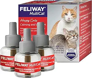 FELIWAY MultiCat Cat Calming Diffuser Refill (3 Pack, 90 Day Supply )  Helps Reduce Fighting, Tension & Aggression Between Cats  Cat Pheromone Diffuser Refill for MultiCat Homes