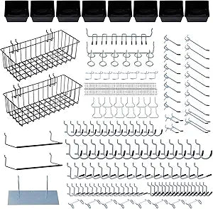 246PCS Pegboard Accessories Organizer Kit,Includes Pegboard Hooks,Bins,Baskets,Paper Towel Holder;Suitable for 1/8 and 1/4 Pegboard,Can be Used for Hanging Tools,Garage Storage,etc. (Black)