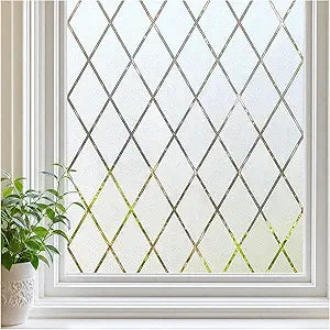 Window Privacy Film, Frosted Glass Static Cling Film, No Adhesive UV Blocking Removable Reusable for Bathroom Kitchen Home (35.4 x 78.7 Inch)
