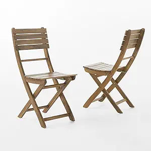 Christopher Knight Home Positano Outdoor Acacia Wood Foldable Dining Chairs, 2-Pcs Set, Natural Stained