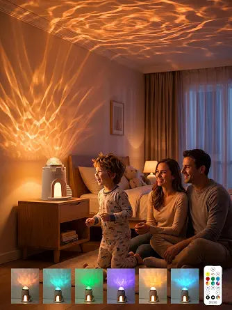 Castle Ocean Wave Projector Light,19-Color LED Lights for Bedroom Decor