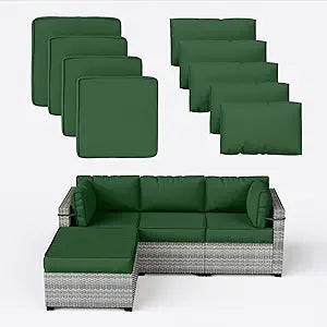 9 Pcs Outdoor Patio Cushions Covers Replacement Waterproof with Zipper for 5 Pcs Patio Furniture Set, Covers Only