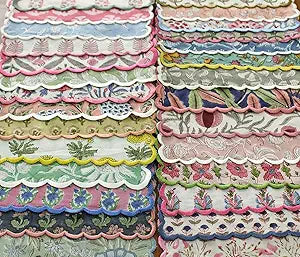 Ridhi Hand Block Print Assorted 18" x 18" (Set of 8) Embroidery Table Napkins Reusable Cotton Dinner Napkins for Weddings, Parties, Everyday Dining Gift for Spring, Easter, Valentine