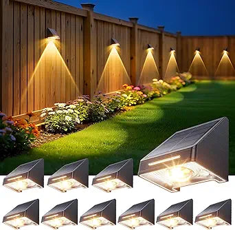 KOOPER Solar Fence Lights Outdoor Waterproof 10 Pack, Solar Fence Lights with Ultra-Bright LED Lens, 10 Modes & 9 Colors Outdoor Solar Lights for Fence, Backyard, Railing, Patio, Wall, Step, Deck