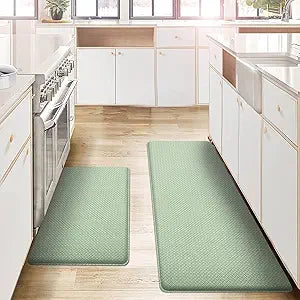 Kitchen Mats and Rugs Set of 2 - Cushioned Anti-Fatigue Kitchen Rug for Floor Washable 17"x29" +17"x59", Light Green