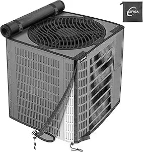 Kipiea 2 in 1 Upgraded Full Mesh Outdoor AC Unit Cover with Detachable 600D Waterproof Top, Air Conditioner Mesh Covers for Outside Units, for All Season (36" W x 36" D x 40" H)