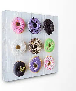 Stupell Industries Colorful Donut Grid Stretched Canvas Wall Art, 24 x 1.5 x 24, Multi-Color