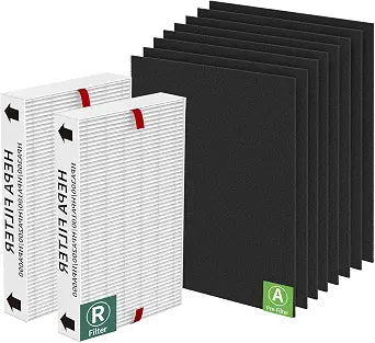 HPA100 Replacement Filters for Honeywell HPA100 Series Air Purifier, HPA094, HPA104, HPA105, HPA3100, HPA5100 Series, 4 HEPA R and 8 Carbon Pre-Filters A, Part No. HRF-ARVP100