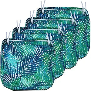 NettyPro Outdoor Cushion Slipcovers Waterproof 4 Pack Patio Chair Seat Cushion Covers with Zipper and Tie, 20 x 20 x 2 Inch, Replacement Cover Only