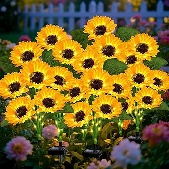 Solar Sunflower Lights Outdoor Garden Decor, 6 Pack Solar Flowers Lights with 36 Sunflowers, Waterproof Decorative Stake Lights Auto ON/Off for Garden Yard Patio Backyard