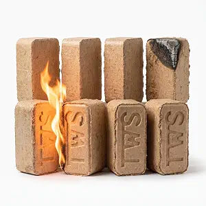 TWS Kiln Dried Pizza Wood 8-Pack - 100% Natural Sawdust Fire Logs, Long Burn High Heat, Low Ash Eco-Friendly for Fireplace Wood Stove Fire Pit