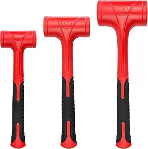 YIYITOOLS Dead Blow Hammer Set, 3 Piece/16oz(1LB),27oz(1.5LB),45oz(3LB),Red and Black, Shockproof Design, No Rebound Mallet Unibody Molded Checkered Grip Spark and Rebound Resistant (YY-3-013)