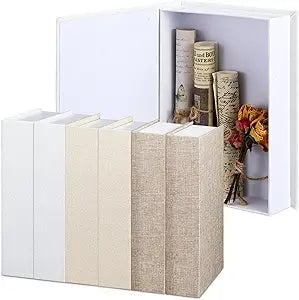 Geyoga 6 Pcs Faux Decorative Books Set for Home Decor Linen Fake Book Storage Box for Coffee Table Bookshelf Mantle Modern Home Decoration Photo Storage DIY Crafts, 8.6 x 6.1 x 1.8 Inch(Multicolor)
