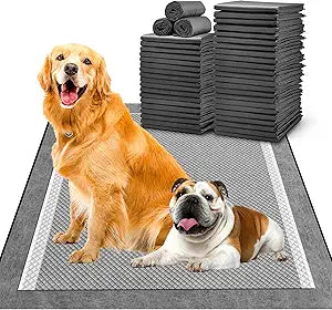 MIZOK Pee Pads for Dogs 28x34in Charcoal Dog Pads Extra Large, Super Absorbent Odor Eliminating Leak-Proof, Dog Pee Pads with Activated Carbon for Large Breeds, Disposable (40 Count)