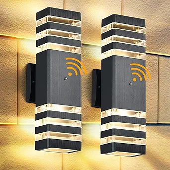 DASTOR Dusk to Dawn Outdoor Wall Lights, Modern Exterior Sconce Lighting Fixtures, Up and Down Outdoor Porch Lights, Aluminum Waterproof Outside Lights for House Porch Garage, 2 Pack
