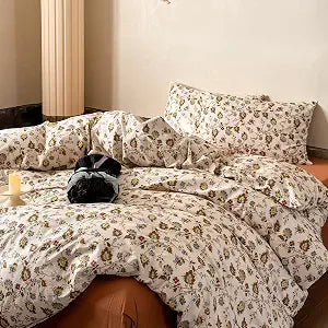 Helthep Boho Floral Duvet Cover Set, Khaki, Full, 3Pcs