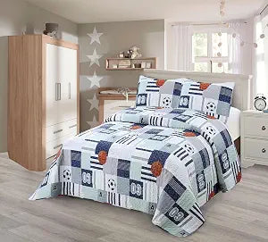 MK Collection Bedspread Set Kids Teens Bedspread Set New (Twin, Sport Aqua Blue)