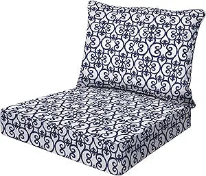 Honeycomb Outdoor Essentials Deep Seat, 24 x 24, Garden Gate Navy Chair Cushion with Removable Cover, for Patio Furniture