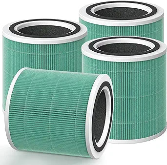 AC400 Replacement Filter Compatible with Purivortex AC400 Air Cleaner Purifier, 3-in-1 Main Filters and Activated Carbon Filter, Green 4 Packs