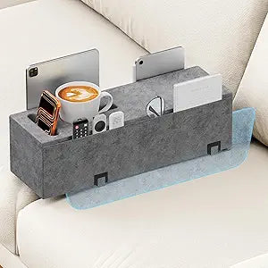 Sofa Armrest Couch Caddy with Cup Holder, Removable Couch Armrest Table Pillow Caddy Drink Holder Tray Insert Between Cushions, S ofa Acc Storage for Reading & Bed Rest Pillows Sofa Armrest