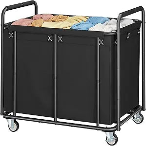 Tajsoon Rolling Laundry Hamper, 450L Extra Large Laundry Basket with Wheels, Heavy Duty Laundry Cart with Metal Frame, Commercial Laundry Cart for Laundry Storage, Hotel, Bathroom, Bedroom, Black