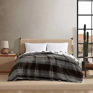 Wrangler - King Size Blanket, Soft & Reversible Bedding for Bed or Couch, Throw Blanket for Year Round Comfort, Oversized Bedding (Nash Stripe Brown)