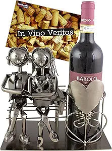 BRUBAKER Wine Bottle Holder Statue Love Couple On The Bench Sculptures and Figurines Decor & Vintage Wine Racks and Stands Gifts Decoration