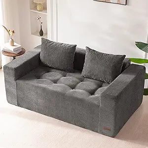 MAXYOYO Modular Sofa Couch, 61" Loveseat Boneless Cloud Couch with Deep Seat, Chenille Upholstered Living Room Comfy Sofa Chair for Living Room, No Assembly Required, Light Grey