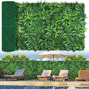 Grooy Artificial Boxwood Roll Panels, Grass Wall Panels 40"x120"(33.33 SQFT), Privacy Hedge Fence Screen with UV Protection, Fake Greenery Backdrop for Indoor Wedding and Outdoor Garden Backyard