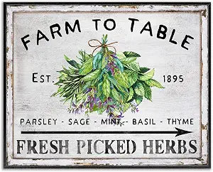 Vintage Farm Herbs Kitchen, 11 x 14 Inch Framed Gicle Print