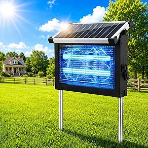 Solar Bug Zapper Outdoor Waterproof, Mosquito Zapper USB-C Rechargeable Solar Bug Zapper Outdoor, 4500V Electric Bug Zapper, Mosquito Trap Fly Zapper Killer for Patio Garden Backyard Camping Garage