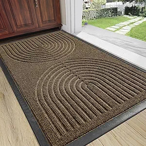 RORA Front Door Mat, Heavy Duty Doormat Outdoor Entrance, Non Slip Welcome Mat, Natural Rubber Indoor Door Mats for Entryway, Patio, Garage, Porch, 24"x36", Brown