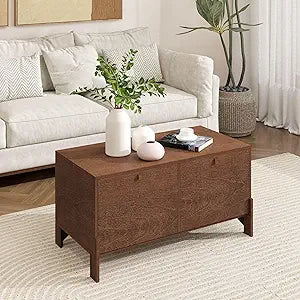Sebastack Coffee Table, Expandable Entertainment Center and Media Console with Storage and Drawer,Wooden Furniture for Living Room, Bedroom31 inch Width Walnut Color (1 pcs)