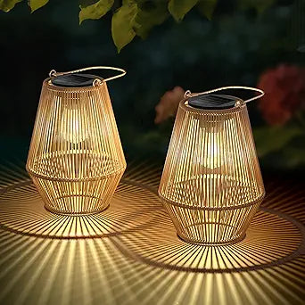 Solar Lanterns Outdoor Waterproof, 2 Pack Hanging Solar Lights for Outside, Auto On/Off Solar Powered Lanterns for Patio Yard Porch Pathway Garden Decor, Warm White
