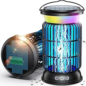 4-in-1 Solar Bug Zapper Outdoor, Rechargeable 6000mAh Mosquito Zapper, Cordless Electric Fly Zapper, Waterproof Insect Zapper for Patio, Backyard, Garage, Kitchen, Bedroom